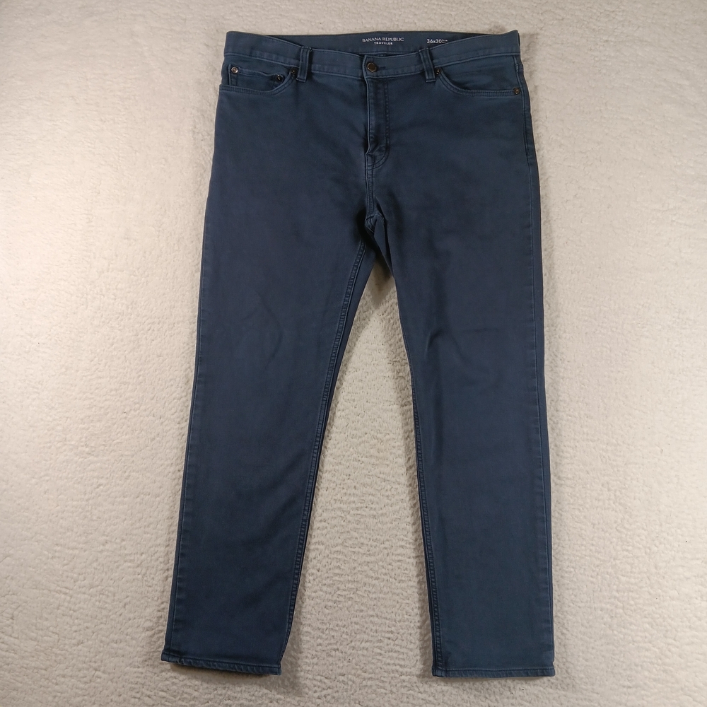 Banana Republic Jeans Mens 36x30 Blue Denim Traveler Slim Straight Stretch